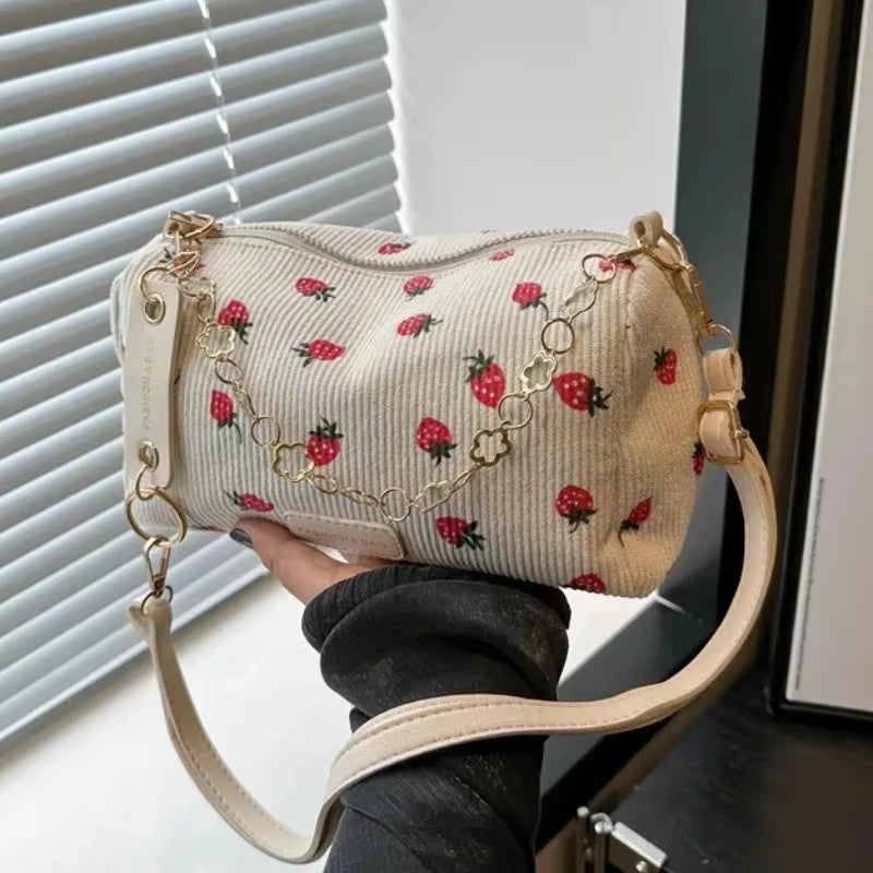 Corduroy Half-Moon Shoulder Bag