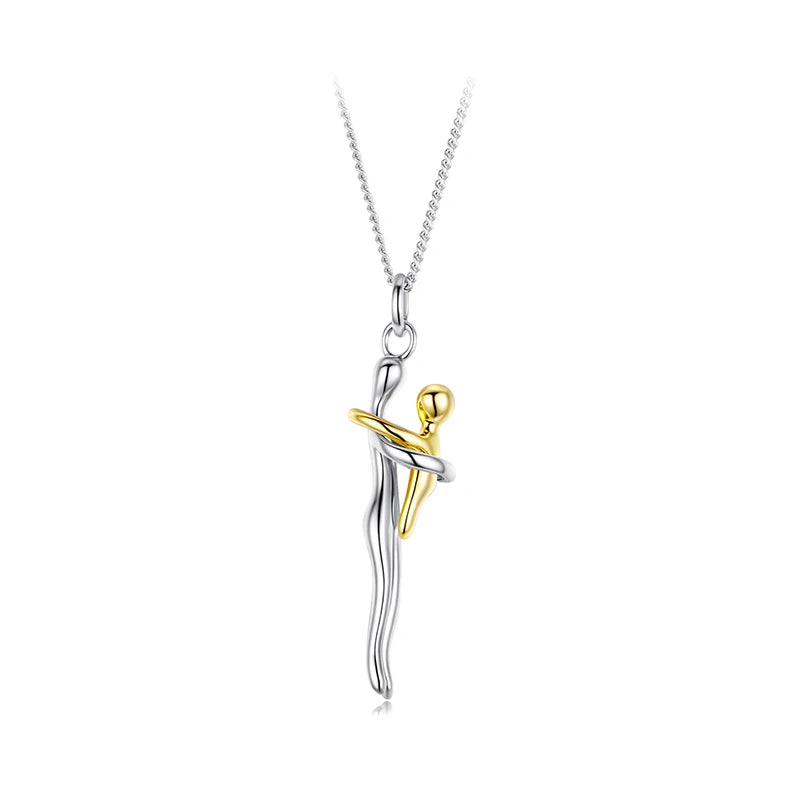 Sterling Silver Hug Pendant Necklace