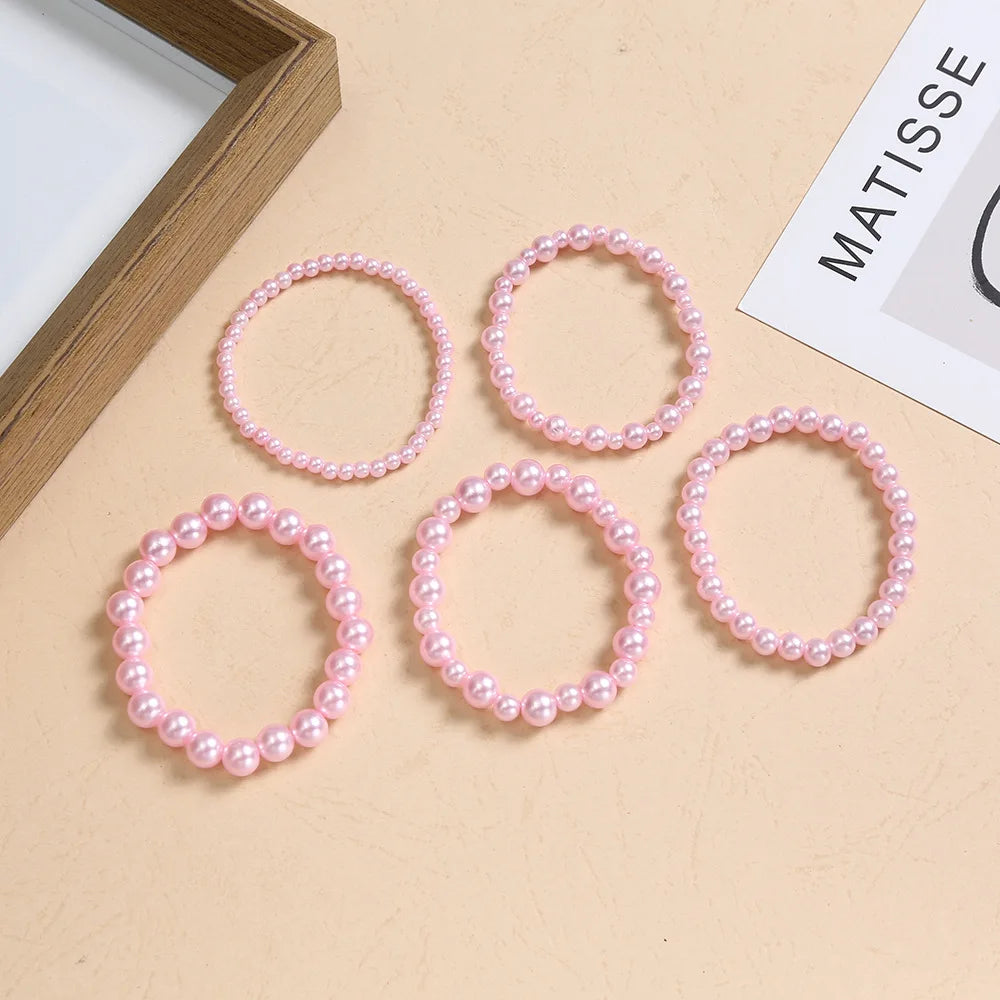 Pink Imitation Pearl Bracelet