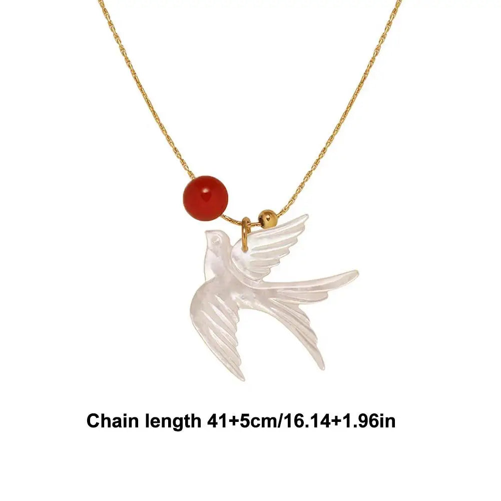 White Shell Swallow Pendant Necklace