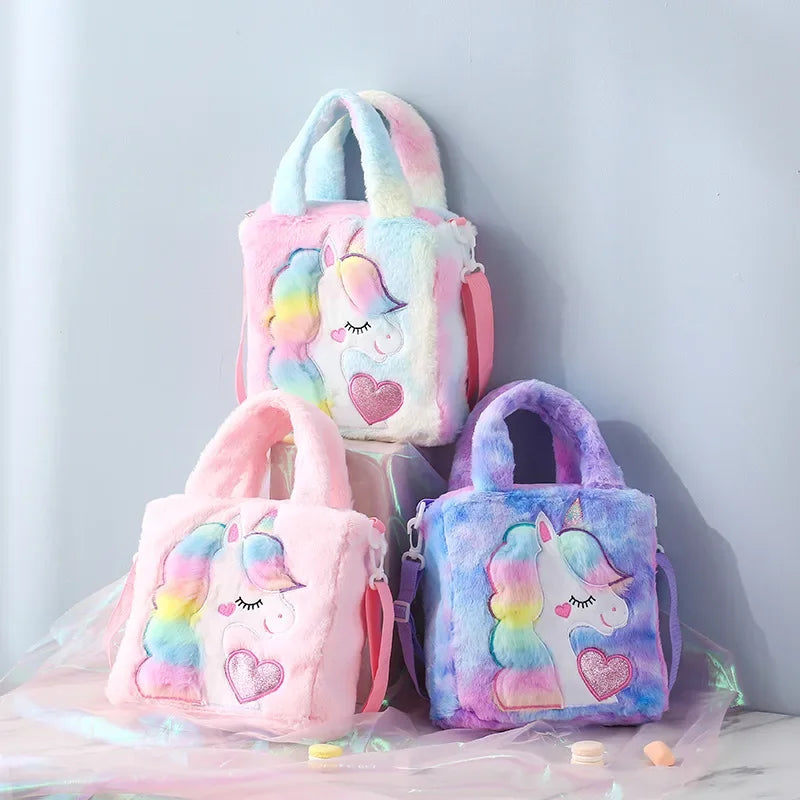 Cartoon Embroidered Plush Crossbody Bag