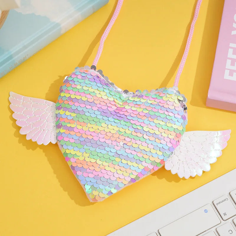 Sequin Heart Coin Shoulder Purse