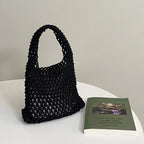 Hollow-Out Woven Shoulder Bag