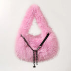 Faux Fur Chain Handbag