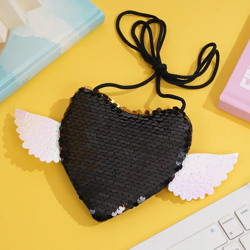 Sequin Heart Coin Shoulder Purse