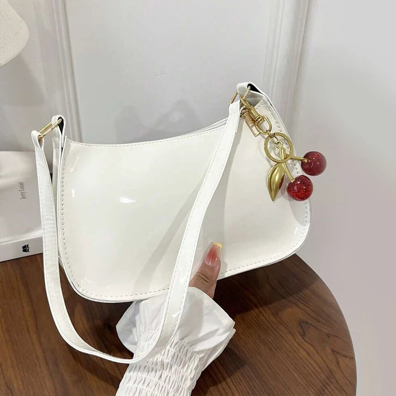 Cherry Pendant Flap Shoulder Bag