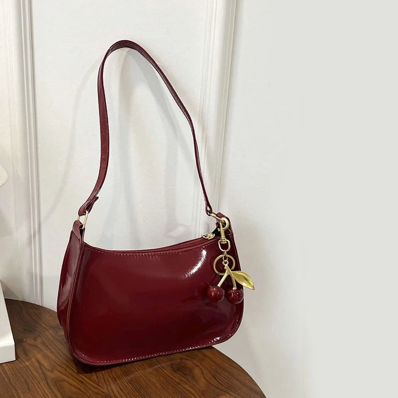 Cherry Pendant Flap Shoulder Bag