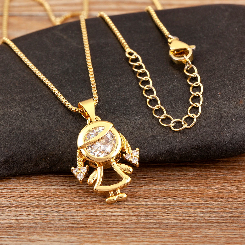 Son Daughter Zircon Pendant Necklace
