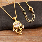 Son Daughter Zircon Pendant Necklace