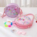Sequined Round Letter Clutch Purse