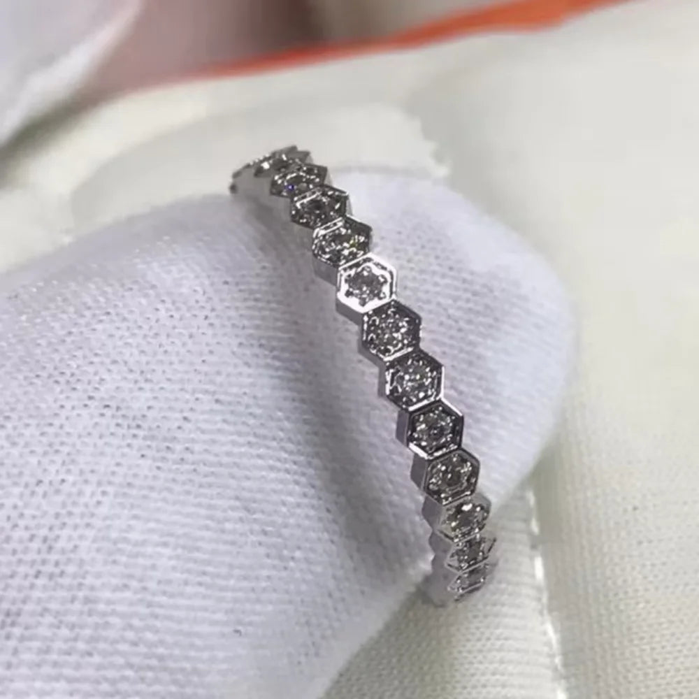 Silver Plated Hexagonal Ring