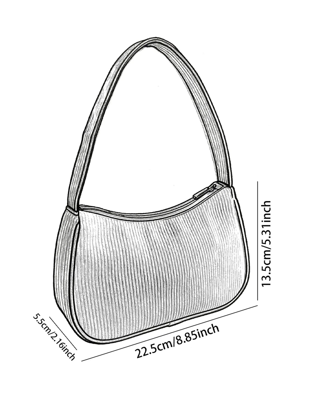 Corduroy Heart Print Hobo Bag