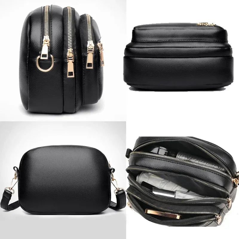 Multi-Pocket PU Shoulder Bag
