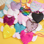 Sequin Heart Coin Shoulder Purse