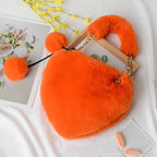 Faux Rabbit Fur Heart Crossbody Bag