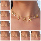 Gold Letter Copper Pendant Necklace