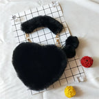 Faux Rabbit Fur Heart Crossbody Bag