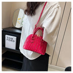 Crocodile-Pattern PU Shell Bag