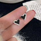 Zircon Black Love Earrings