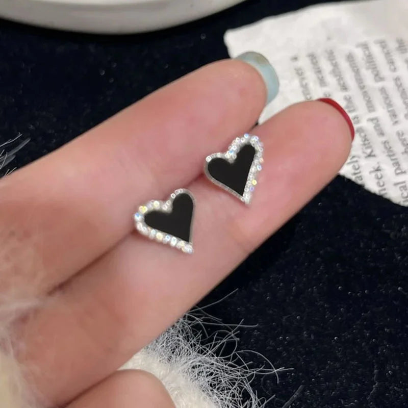 Zircon Black Love Earrings