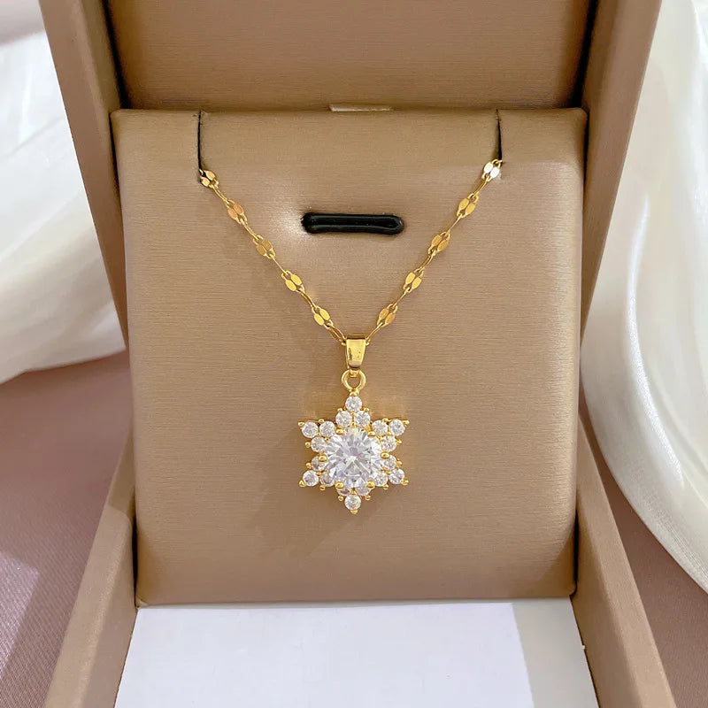 Golden Stainless Steel Pendant Necklace