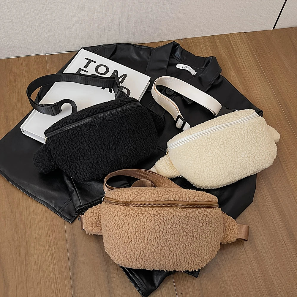 Lamb Wool Crossbody Chest Bag