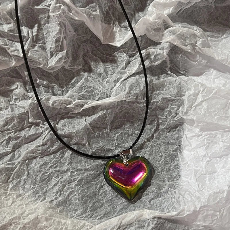 Red Heart Glass Pendant Necklace