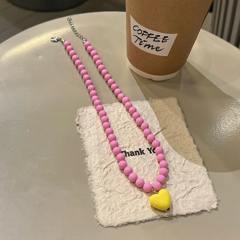 Colorful Beads Resin Pendant Necklace