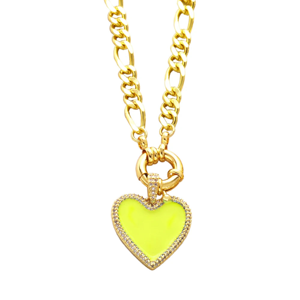 Copper Zircon Colorful Pendant Necklace