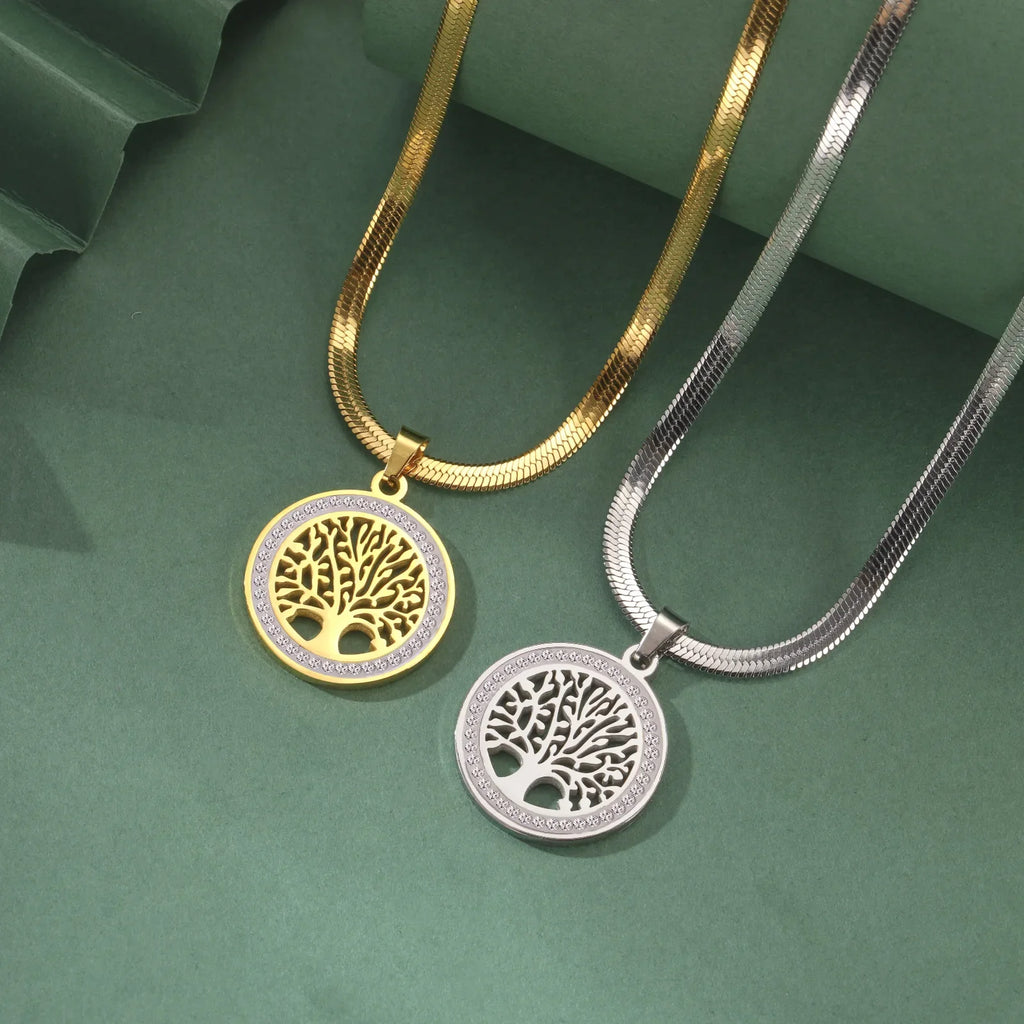 Tree Life Rhinestone Pendant Necklace