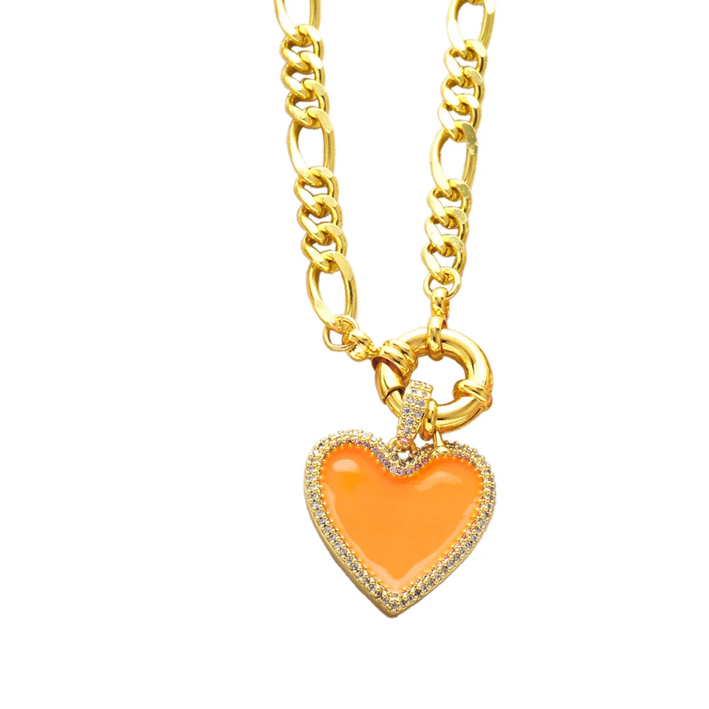 Copper Zircon Colorful Pendant Necklace