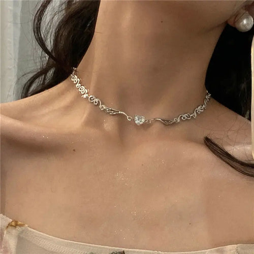 Angel Wings Heart Pendant Necklace