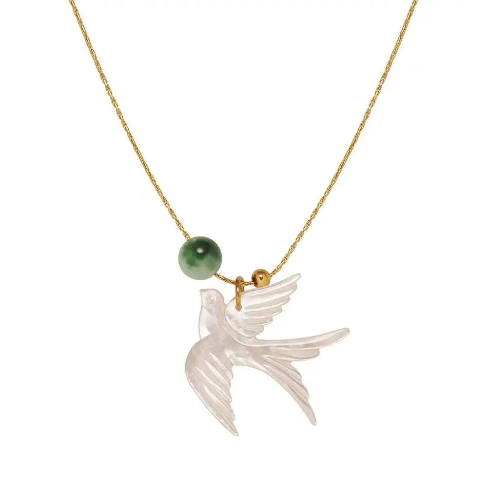 White Shell Swallow Pendant Necklace