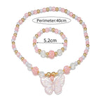 Pink Butterfly Necklace & Bracelet Set