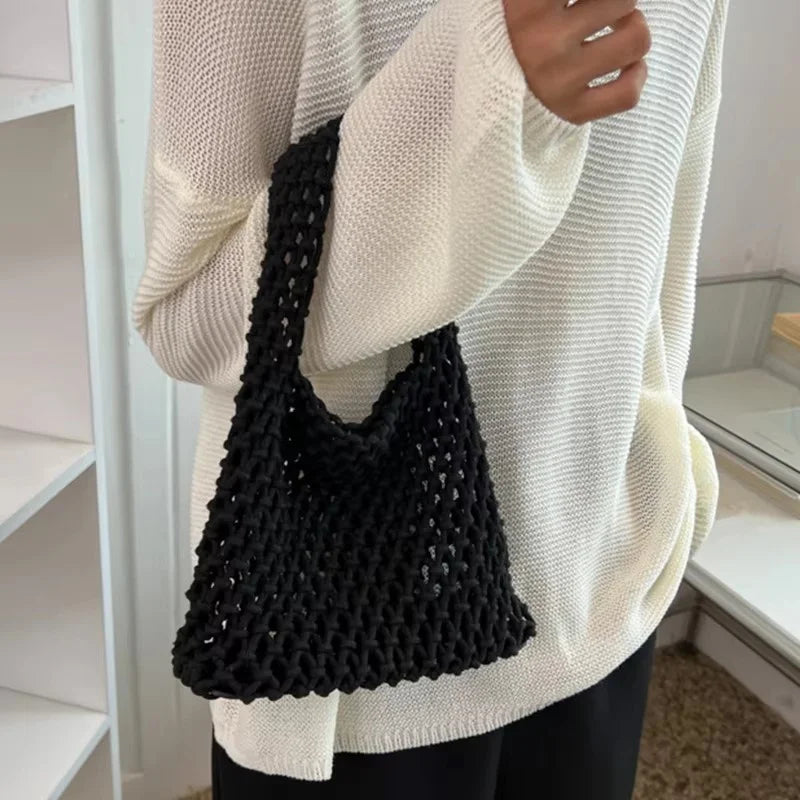 Hollow-Out Woven Shoulder Bag
