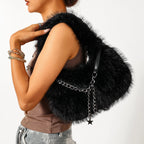 Faux Fur Chain Handbag