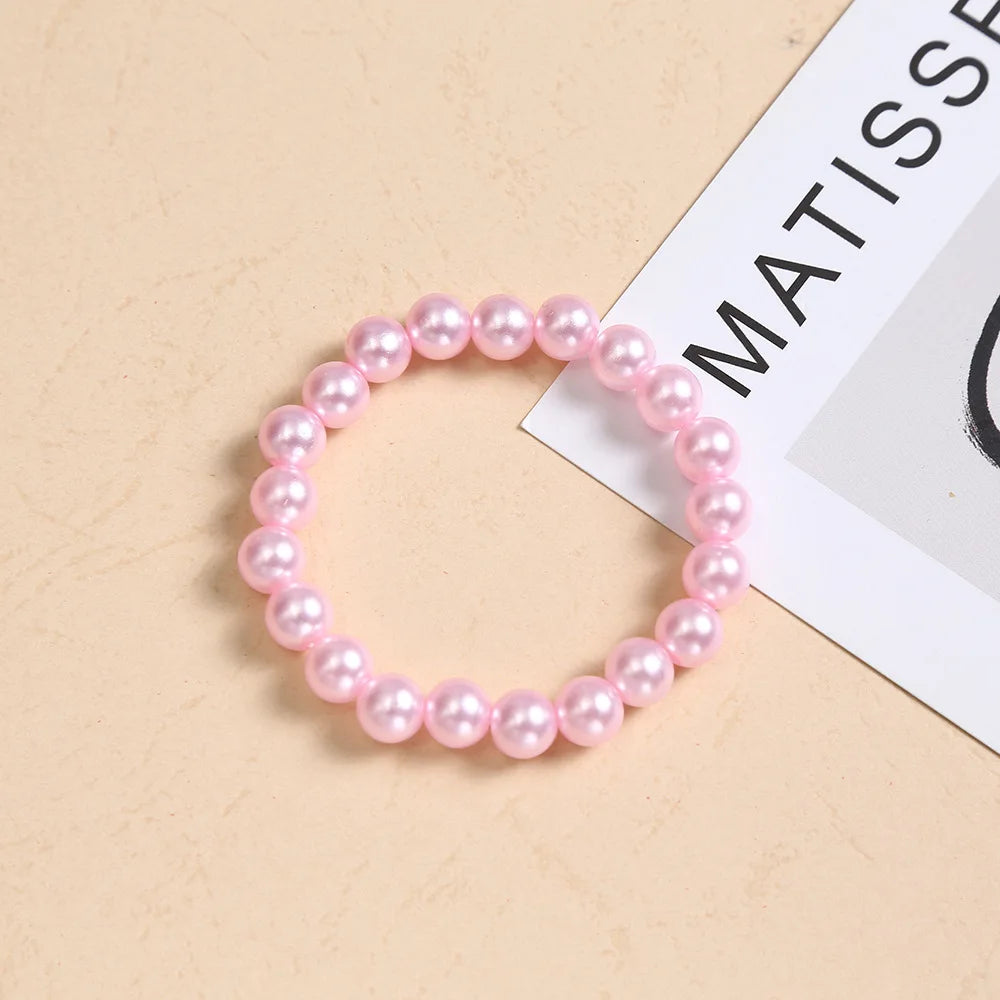Pink Imitation Pearl Bracelet