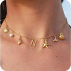 Gold Letter Copper Pendant Necklace