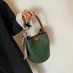 Woven-Effect PU Bucket Bag