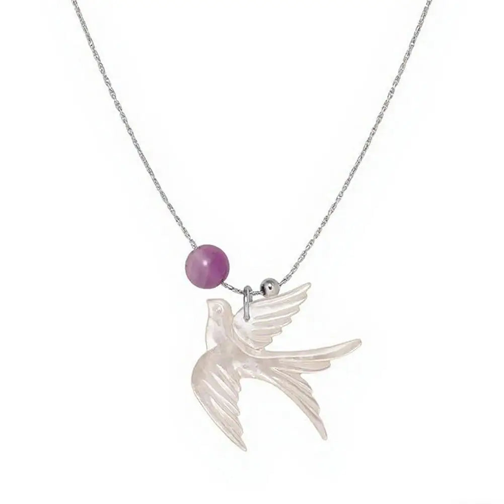 White Shell Swallow Pendant Necklace