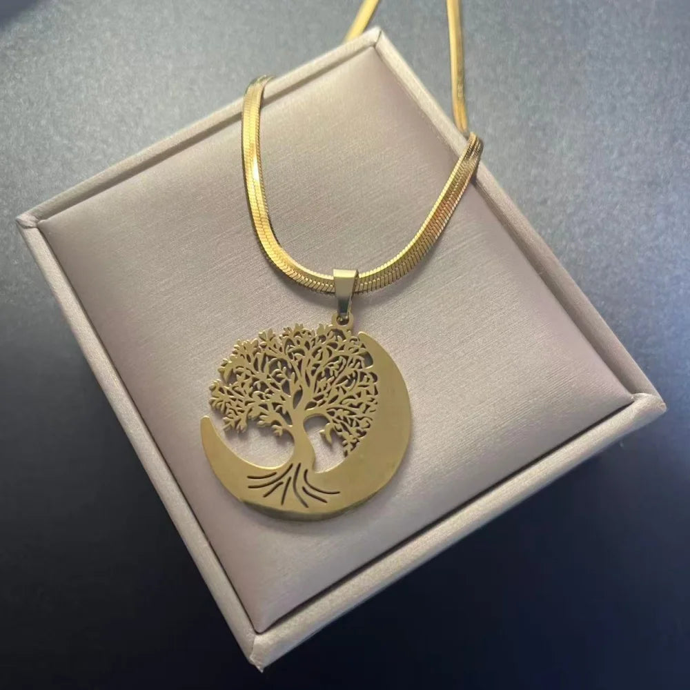 Tree Life Rhinestone Pendant Necklace