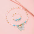 Pink Butterfly Necklace & Bracelet Set