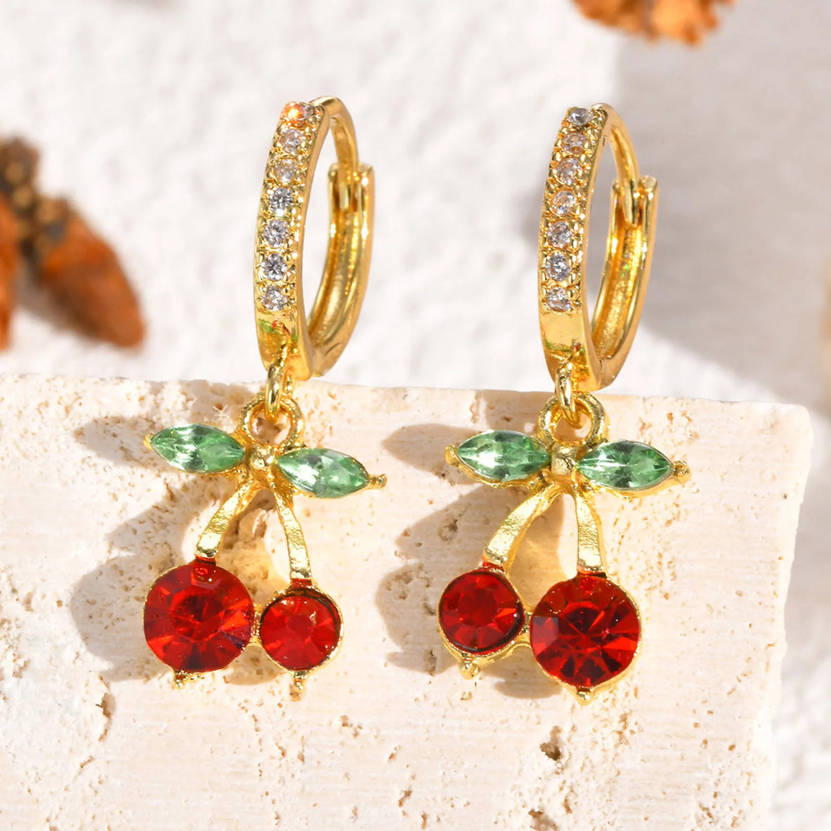 Cherry Zirconia Dangle Earrings
