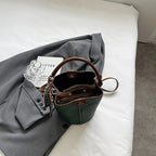 Woven-Effect PU Bucket Bag