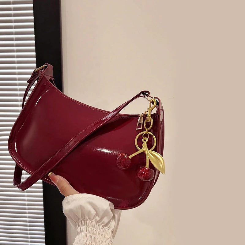 Cherry Pendant Flap Shoulder Bag