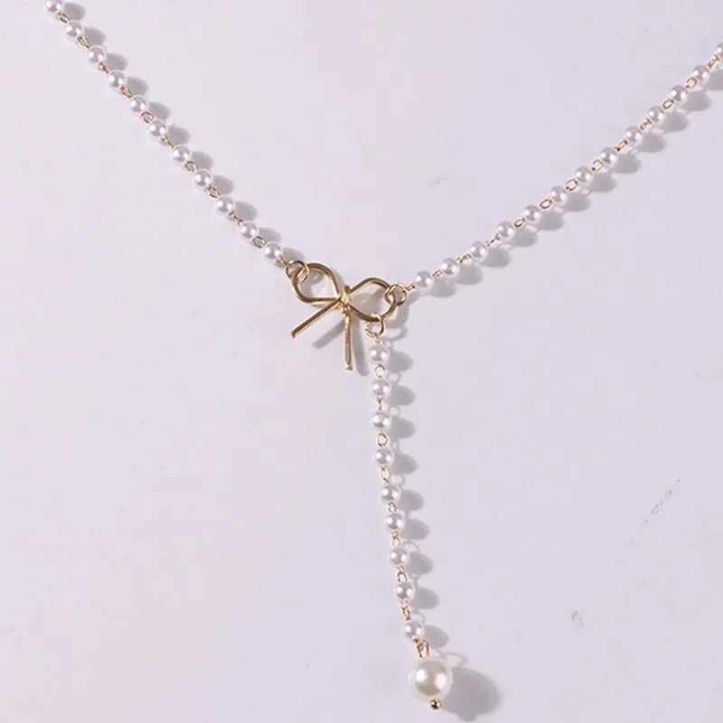 Imitation Pearl Tassel Necklace
