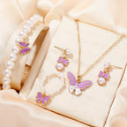 Butterfly Pearl Necklace & Ring Set