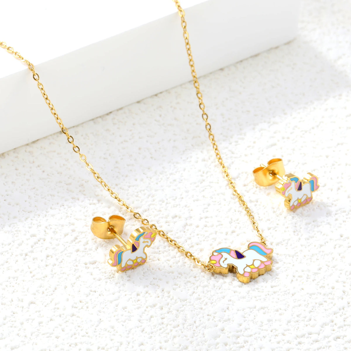 Unicorn Stainless Necklace & Earring Set