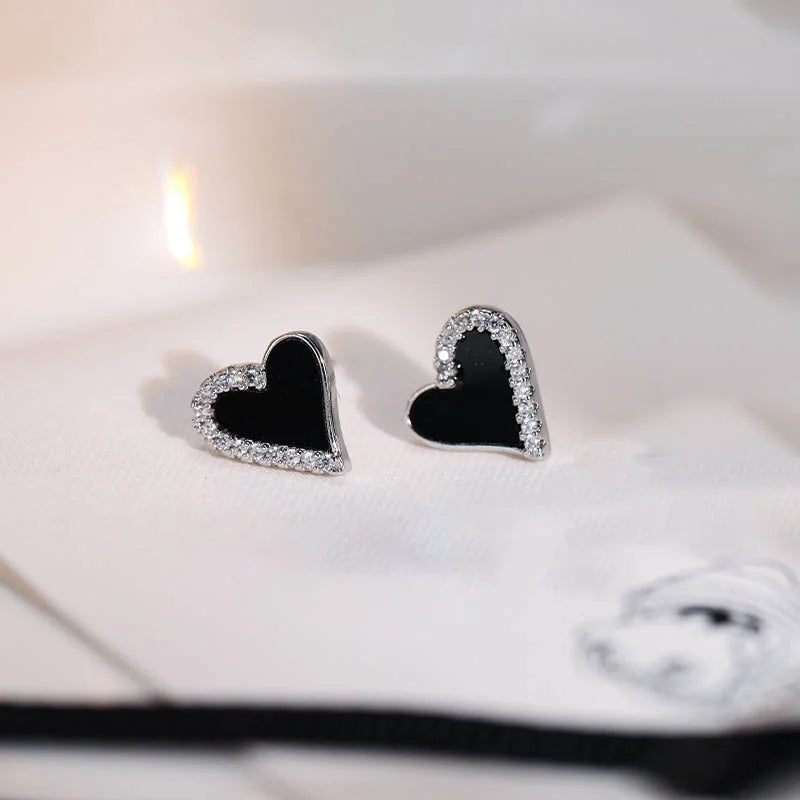 Zircon Black Love Earrings