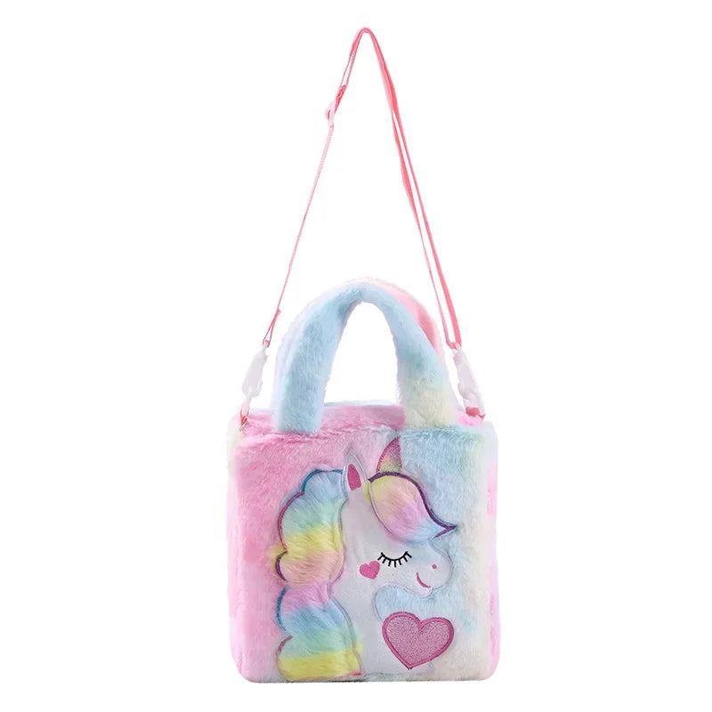 Cartoon Embroidered Plush Crossbody Bag